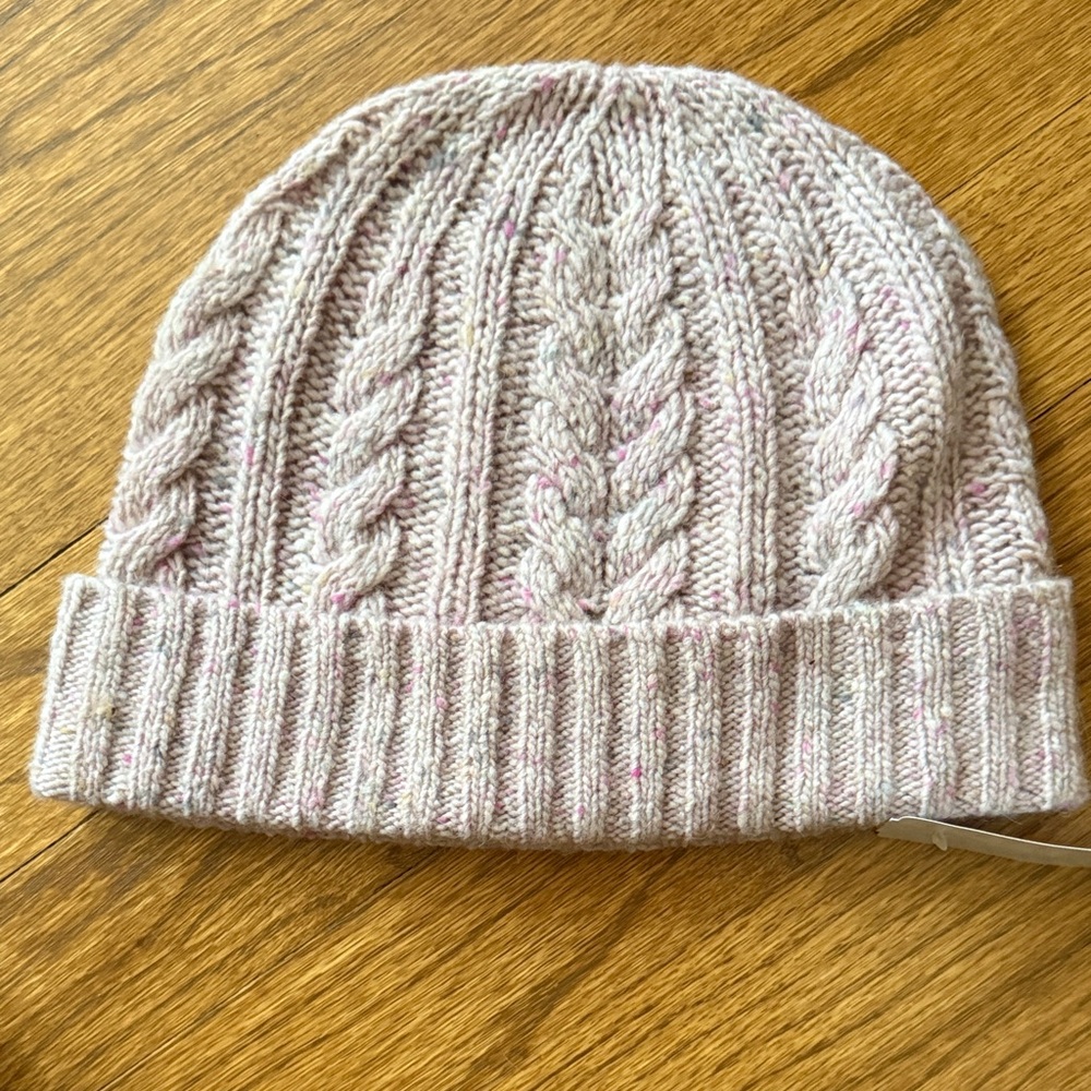 Brooks Brothers Cream Cable Knit Beanie